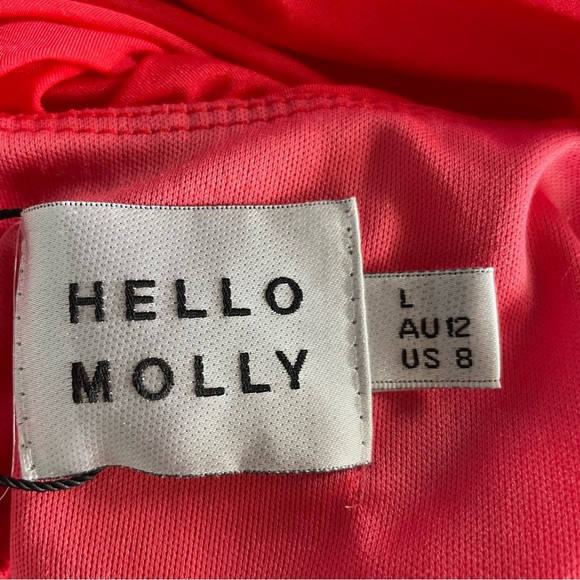 HELLO MOLLY NIGHTS IN IOS HALTER MINI DRESS
CORAL size 8 large NWT - Picture 10 of 16